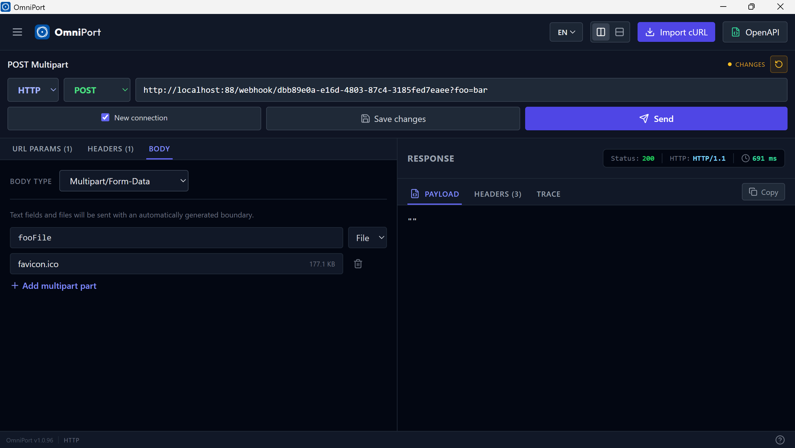 OmniPort HTTP/S application request workspace